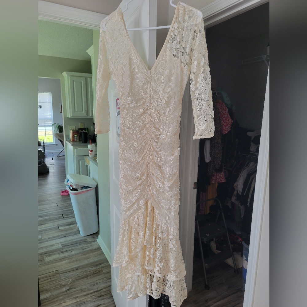Vintage 80s Lace Pearl Mermaid Wedding Gown A La Carte California